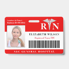 Tarjeta De Identificación Enfermero RN| Identificación fotográfica de emplea