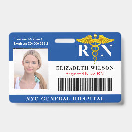 Tarjeta De Identificación Enfermero RN| Identificación fotográfica de emplea