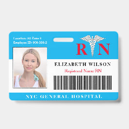 Tarjeta De Identificación Enfermero RN| Identificación fotográfica de emplea