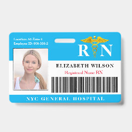 Tarjeta De Identificación Enfermero RN| Identificación fotográfica de emplea