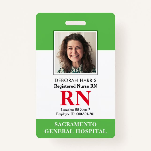 Tarjeta De Identificación Enfermero RN moderno (Anverso)