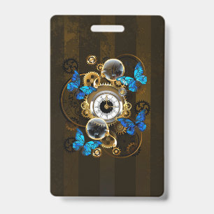 Tarjeta De Identificación Engranajes Steampunk y Mariposas Azules
