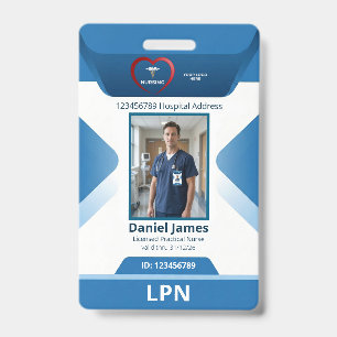 Tarjeta De Identificación ENP Enfermera Práctica con Licencia Logo Hospital