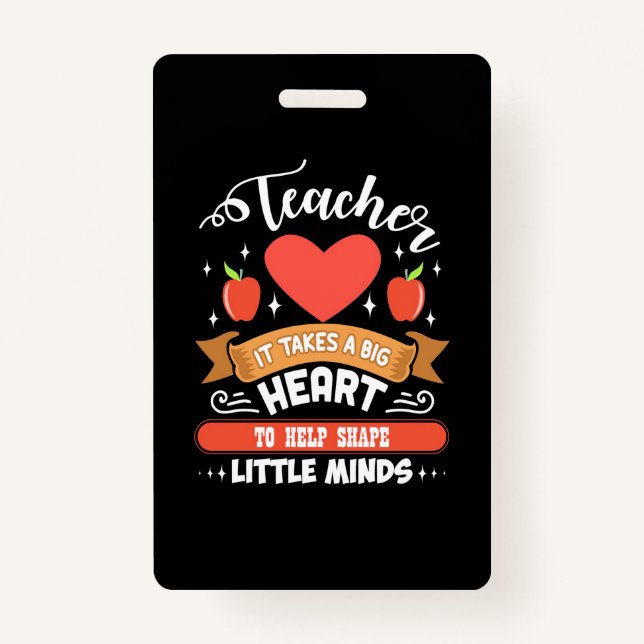 Tarjeta De Identificación Enseñarlo Toma Un Gran Corazón (Anverso)