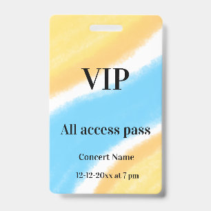 Tarjeta De Identificación entrada de acceso total simple vip nombre del conc