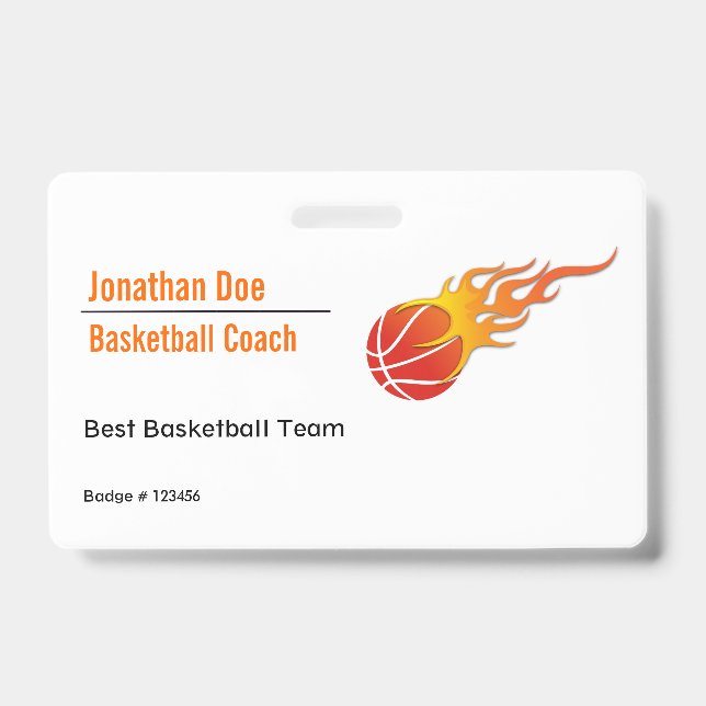 Tarjeta De Identificación Entrenador de Baloncesto (Parte frontal)