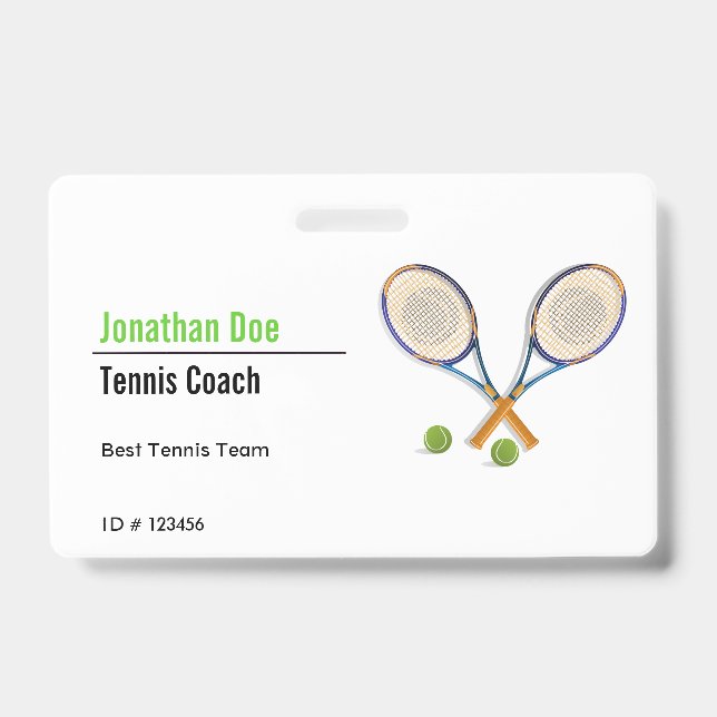 Tarjeta De Identificación Entrenador de tenis (Parte frontal)