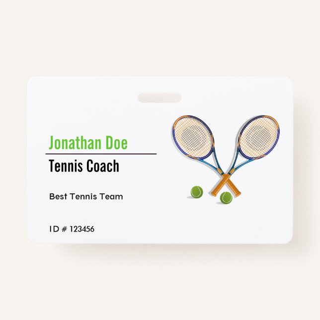 Tarjeta De Identificación Entrenador de tenis (Anverso)