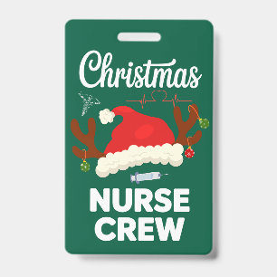 Tarjeta De Identificación Equipo de enfermera de Navidad Gorro de Santa Navi