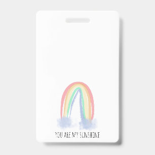 Tarjeta De Identificación Eres mi sol acuarela pintada arcoiris