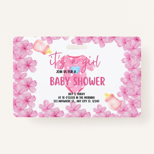 Tarjeta De Identificación es una ducha de bebé chica (Anverso)