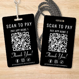 Tarjeta De Identificación Escanear para Pagar 2 Códigos QR de Pago Redes Soc