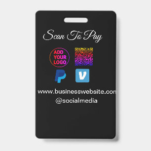 Tarjeta De Identificación escanear para pagar agregar logo código q r paypal
