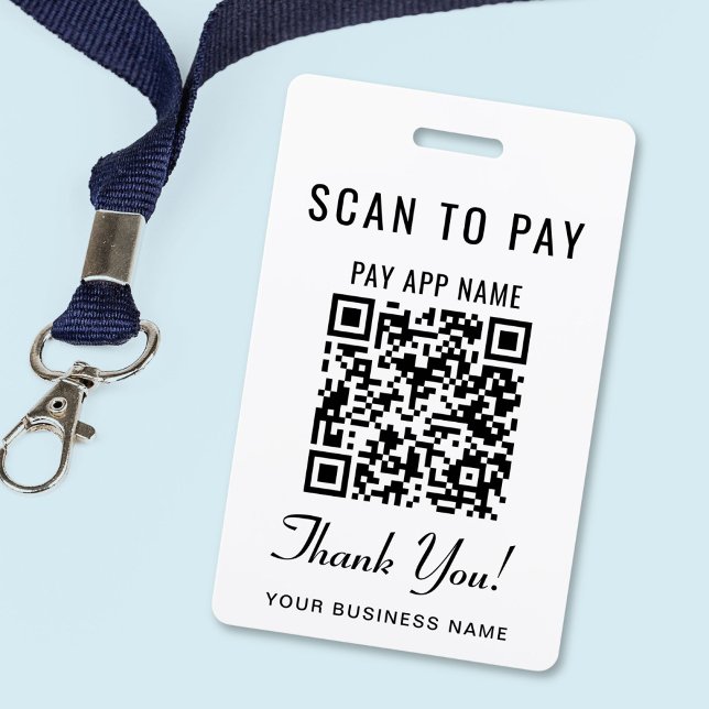 Tarjeta De Identificación Escanear para Pagar Código QR (Scan to Pay 3 Payment QR Codes Social Media Badge)