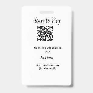Tarjeta De Identificación Escanear para pagar escanear código QR agregar det