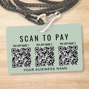 Tarjeta De Identificación Escaneo comercial para pagar 3 códigos QR Sage Ver