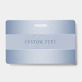 Tarjeta De Identificación Escritura Elegante Editable En Monograma | Azul