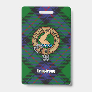 Tarjeta De Identificación Escudo de armas del Clan Armstrong sobre tartán