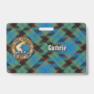 Tarjeta De Identificación Escudo de armas del clan Guthrie sobre tartán