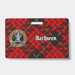 Tarjeta De Identificación Escudo de armas del Clan MacQueen sobre tartán