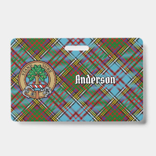 Tarjeta De Identificación Escudo de Clan Anderson sobre Tartán