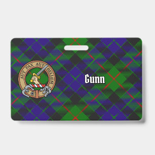 Tarjeta De Identificación Escudo de Clan Gunn sobre Tartán
