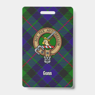 Tarjeta De Identificación Escudo de Clan Gunn sobre Tartán