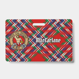 Tarjeta De Identificación Escudo de Clan MacFarlane sobre Tartán Rojo