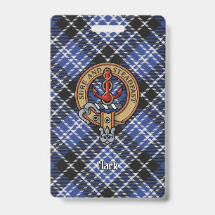 Tarjeta De Identificación Escudo del Clan Clark sobre Tartán
