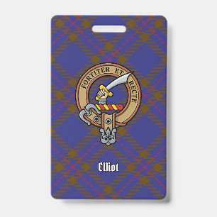 Tarjeta De Identificación Escudo del Clan Elliot sobre Tartán Moderno