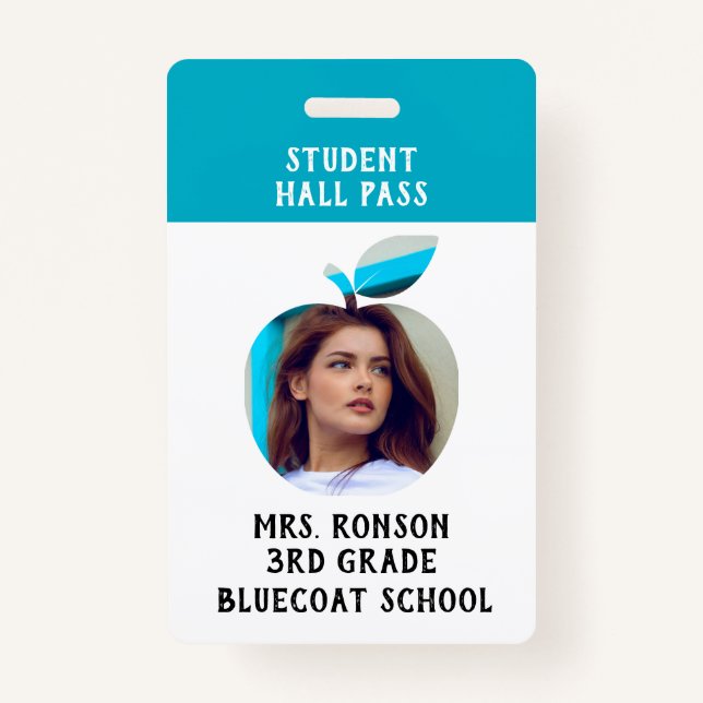 Tarjeta De Identificación Escuela Apple de fotografía de profesor o pase de  (Anverso)