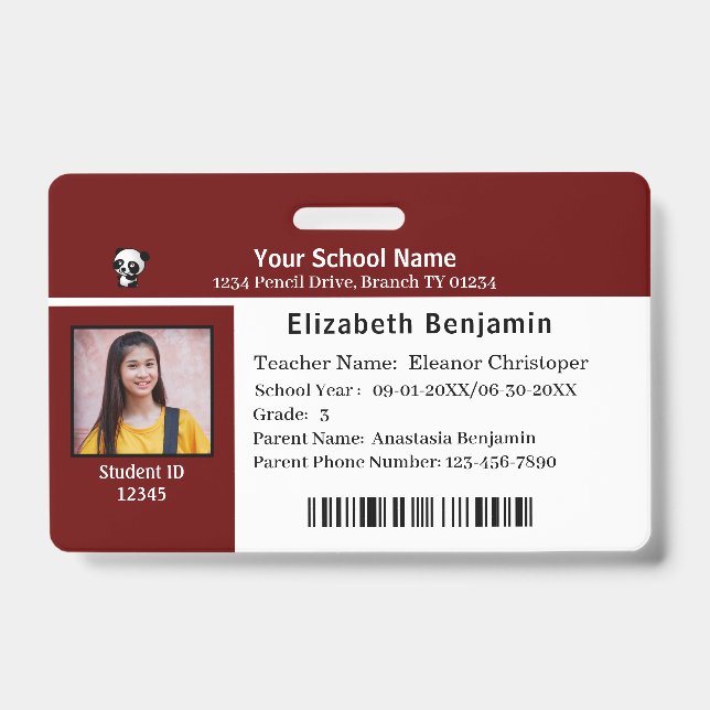 Tarjeta de identificación Escuela de Niños Estudia (Anverso)