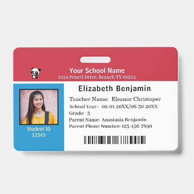 Tarjeta de identificación Escuela de Niños Estudia (Anverso)