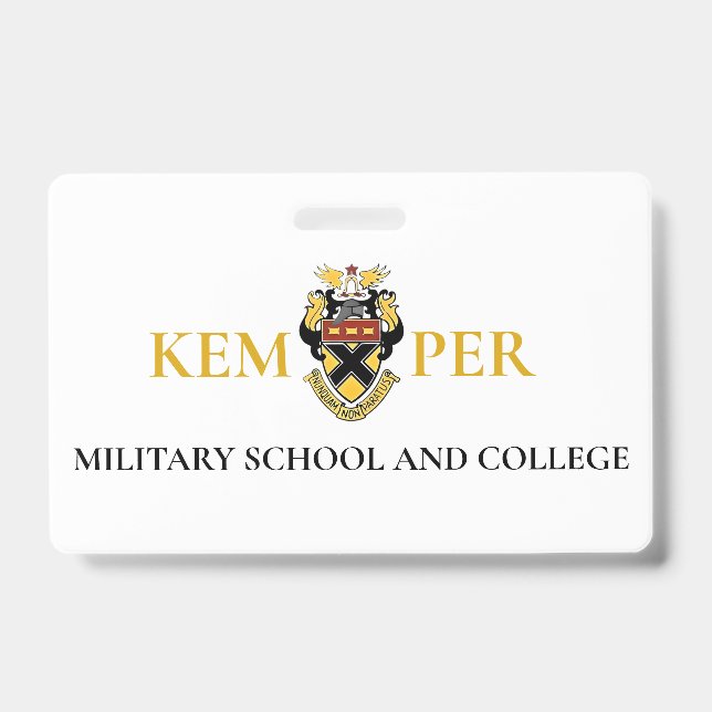 Tarjeta De Identificación Escuela y Colegio Militar Kemper (Parte frontal)
