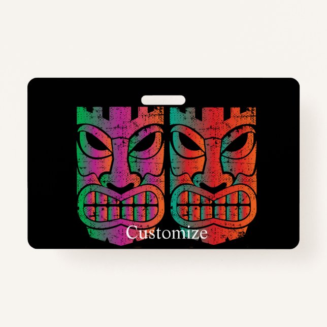 Tarjeta De Identificación Esculturas de Tiki Gemelas con bengalas Thunder_Co (Anverso)