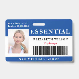 Tarjeta De Identificación Esencial | Foto de empleado moderno ID