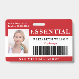 Tarjeta De Identificación Esencial | Foto de empleado moderno ID