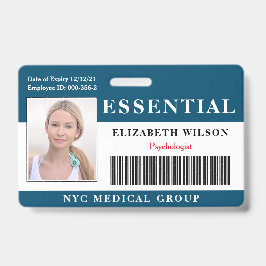 Tarjeta De Identificación Esencial | Foto de empleado moderno ID