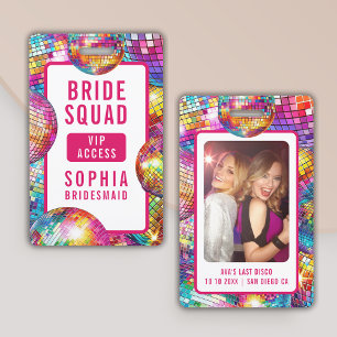 Tarjeta De Identificación Esquadra de Novia VIP Bola de Discoteca Foto Despe