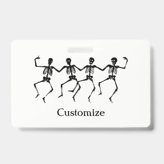 Tarjeta De Identificación Esqueletos bailarines Halloween (Parte frontal)