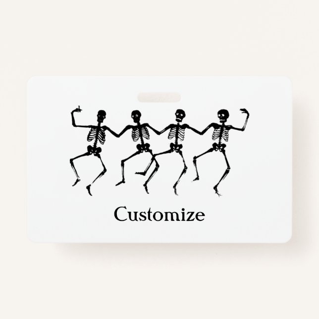 Tarjeta De Identificación Esqueletos bailarines Halloween (Anverso)