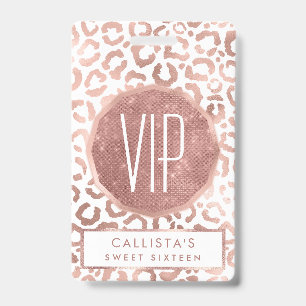 Tarjeta De Identificación Estampado Animal Leopardo Guepardo Rosa Chic Dorad