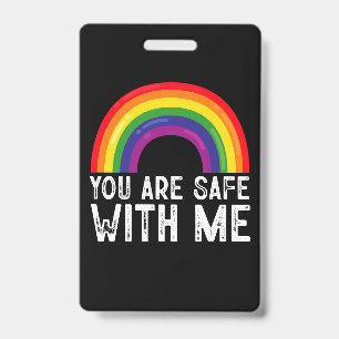 Tarjeta De Identificación Estás Seguro Conmigo Mes del Orgullo LGBTQ Arcoíri