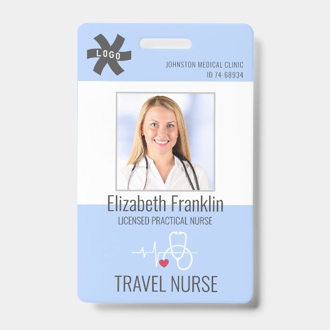 Tarjeta De Identificación Estetioscopio médico Blue TRAVSE NURSE (Anverso)