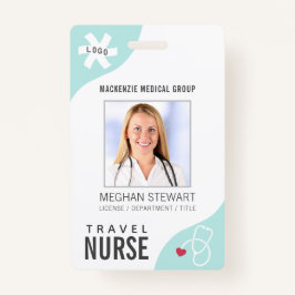 Tarjeta De Identificación Estetioscopio Médico Editable Mint VIRUS NURSE