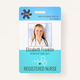 Tarjeta De Identificación Estetioscopio médico Gradiente verde azul NURSE