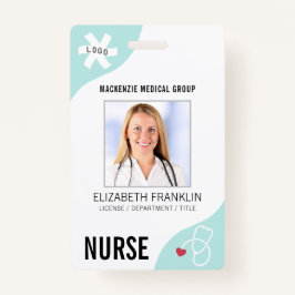 Tarjeta De Identificación Estetioscopio Médico Mint Editable Green NURSE
