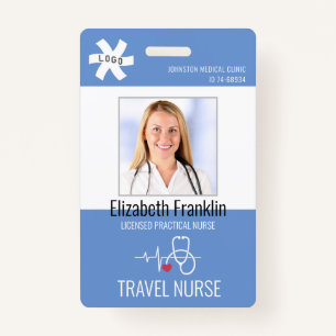 Tarjeta De Identificación Estetioscopio médico TRAVÉS azul ENFERMERA