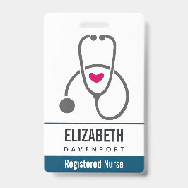 Tarjeta De Identificación Estetoscopio de Enfermería gris simple