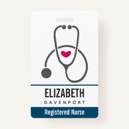 Tarjeta De Identificación Estetoscopio de Enfermería gris simple